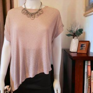 Zara Short Sleeve Ribbed Asymmetric Top Pink Size S